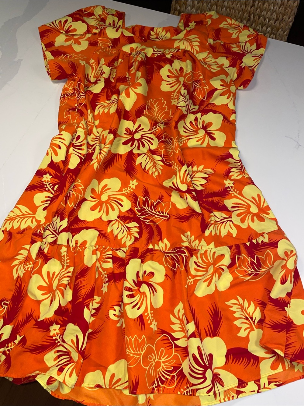Ali’i HawaiianTropical Orange & Yellow Floral Sundress Muumuu house dress Luau